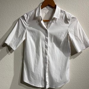 White, Collared Short-Sleeve Button Down